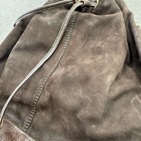 Patricia Nash Bag Womens Medium Dark Brown Suede Bucket Drawstring Fringe - Picture 16 of 16